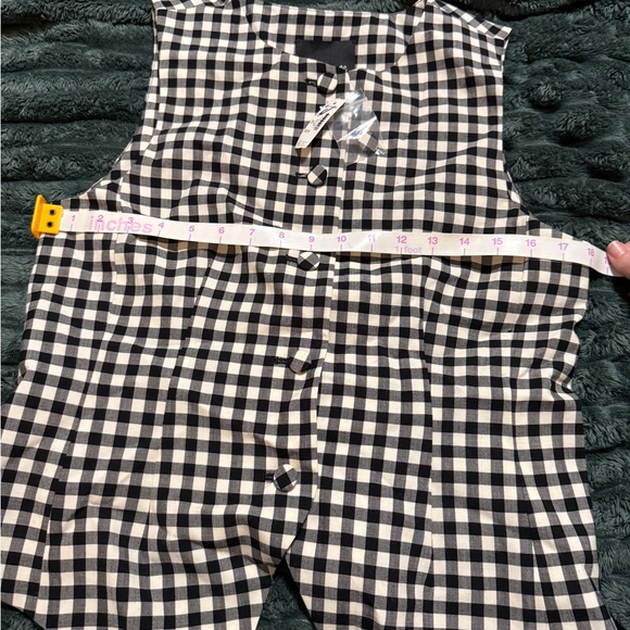 NWT Madewell Single-Breasted Crewneck Vest True Black White Checkered - Picture 11 of 12